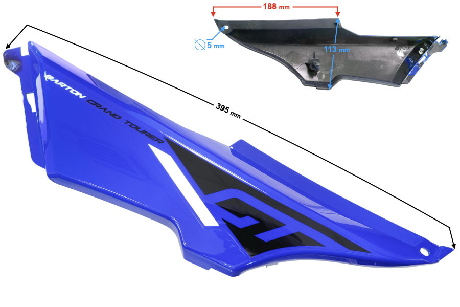 Zijbehuizing (links ) deel 2, blauw GT125cc